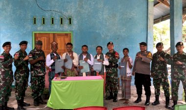 Hadiri-Pelantikan-Perangkat-Desa-Manamas,-Bhabinkamtibmas-Imbau-Warga-Kurangi-Konsumsi-Miras