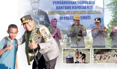 Sumur-Bor-Bantuan-Kapolda-NTT-Dimanfaatkan-Warga-Fatumuti-dan-Anggota-Polsek