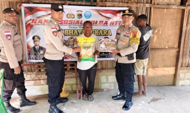 ​Menyambut-HUT-Bhayangkara-ke-80,-Polsek-Miomaffo-Timur-Gelar-Aksi-Kepedulian,-Salurkan-Bansos-Sembako-bagi-Lansia-dan-Janda-di-Desa-Taekas