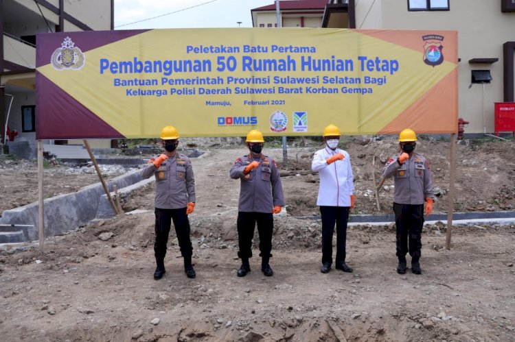 Pembangunan Rumah Polisi Korban Gempa di Sulbar Diresmikan Gubernur Sulsel dan Kapolri