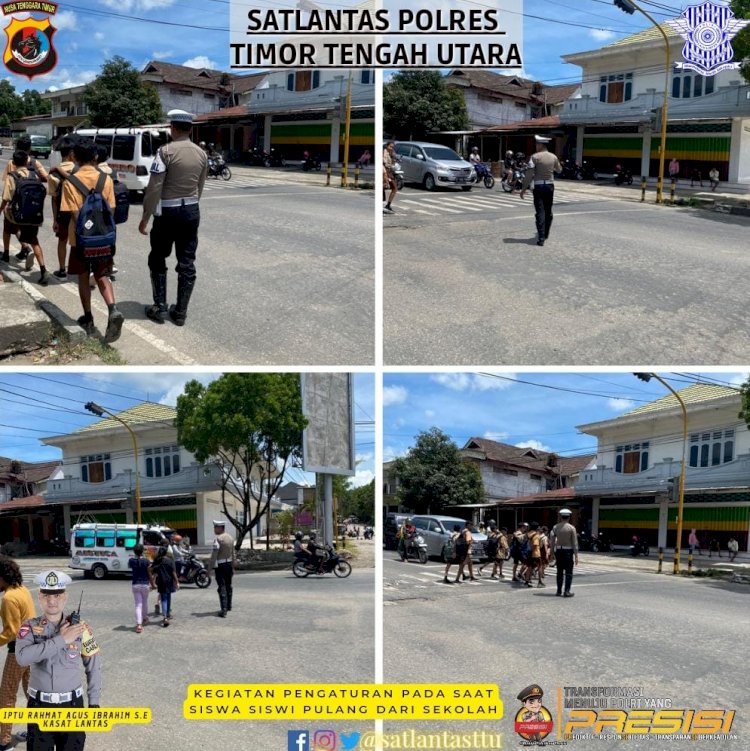 Strong Point Siang, Sat Lantas Polres TTU Sasar Sekolah Rawan Macet