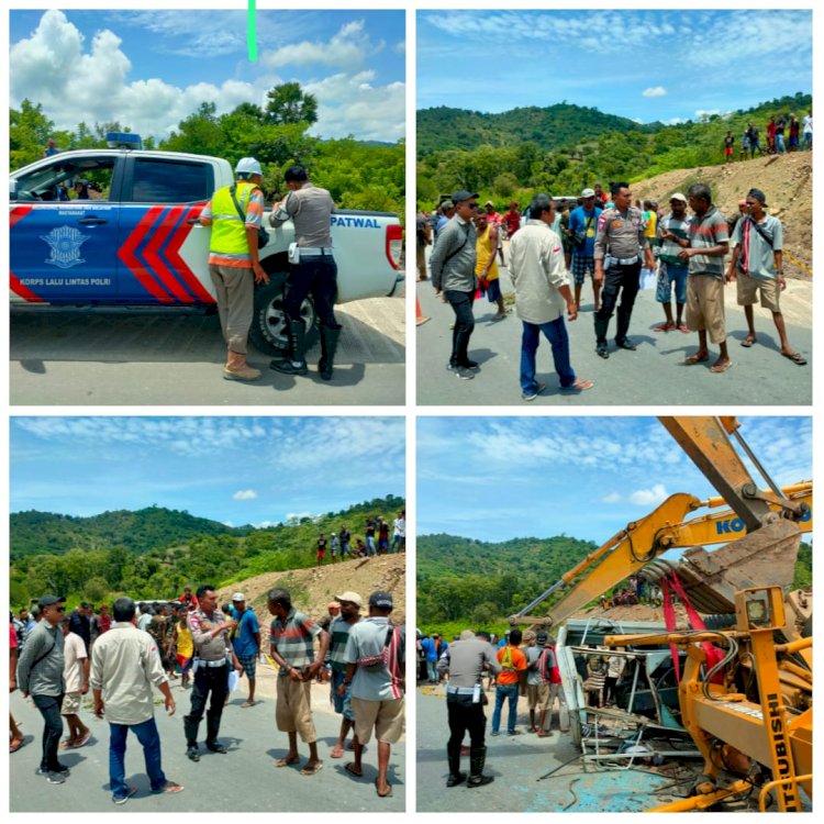 Kecelakaan di Jalan Sabuk Merah, Sat Lantas Polres TTU Turun Lakukan Olah TKP dan Amankan BB