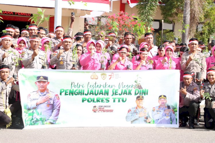 Dukung Program Polri Lestarikan Negeri, Kapolres TTU Pimpin Aksi Serentak Penghijauan