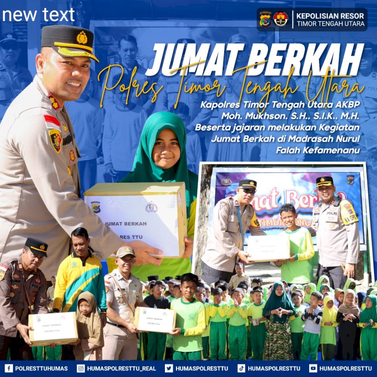 Kapolres TTU Beri Bantuan Untuk Anak Yatim saat Jumat Berkah di Masjid Agung Nurull Falah