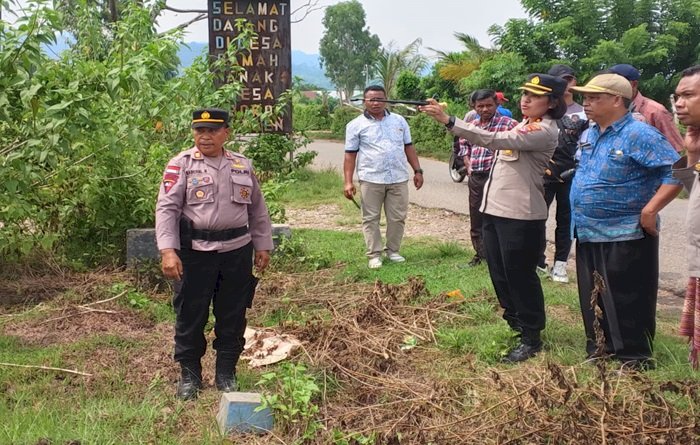 Kapolres TTU, Camat dan Tua Adat Tinjau Pilar Batas Tanah Polsek Biboki Utara yang Digugat Suku Mayor