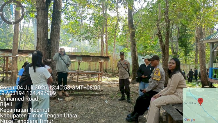 Piket Pamapta Polsek Noemuti Melaksanakan Patroli Dialogis, Guna Monitoring Kamtibmas Di Tempat Wisata Oeluan.