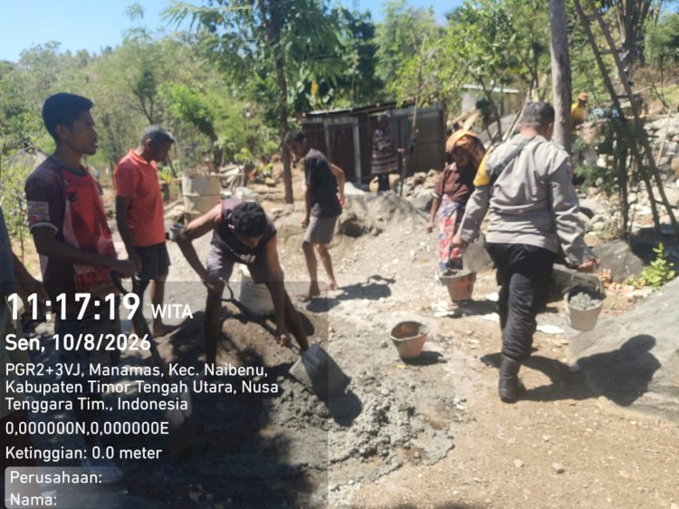 Wujud Nyata Polri Hadir untuk Rakyat: Bhabinkamtibmas Desa Benus Turun Tangan Bantu Warga Bangun Pondasi Rumah