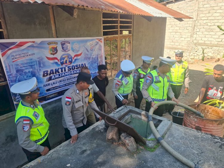 HUT Lalu Lintas Bhayangkara ke-71, Satlantas Polres TTU Salurkan 18 Ribu Liter Air Bersih untuk Warga Oelami